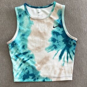 Nike Dri-fit Blue and Cream Tie-Dye Tank Top